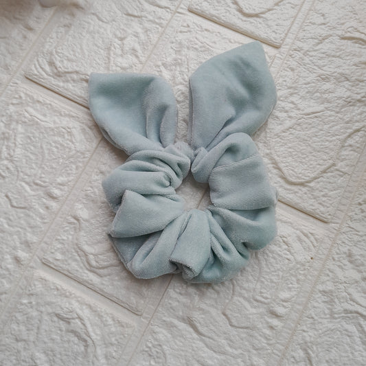 Light Blue Velvet Bunny Scrunchie