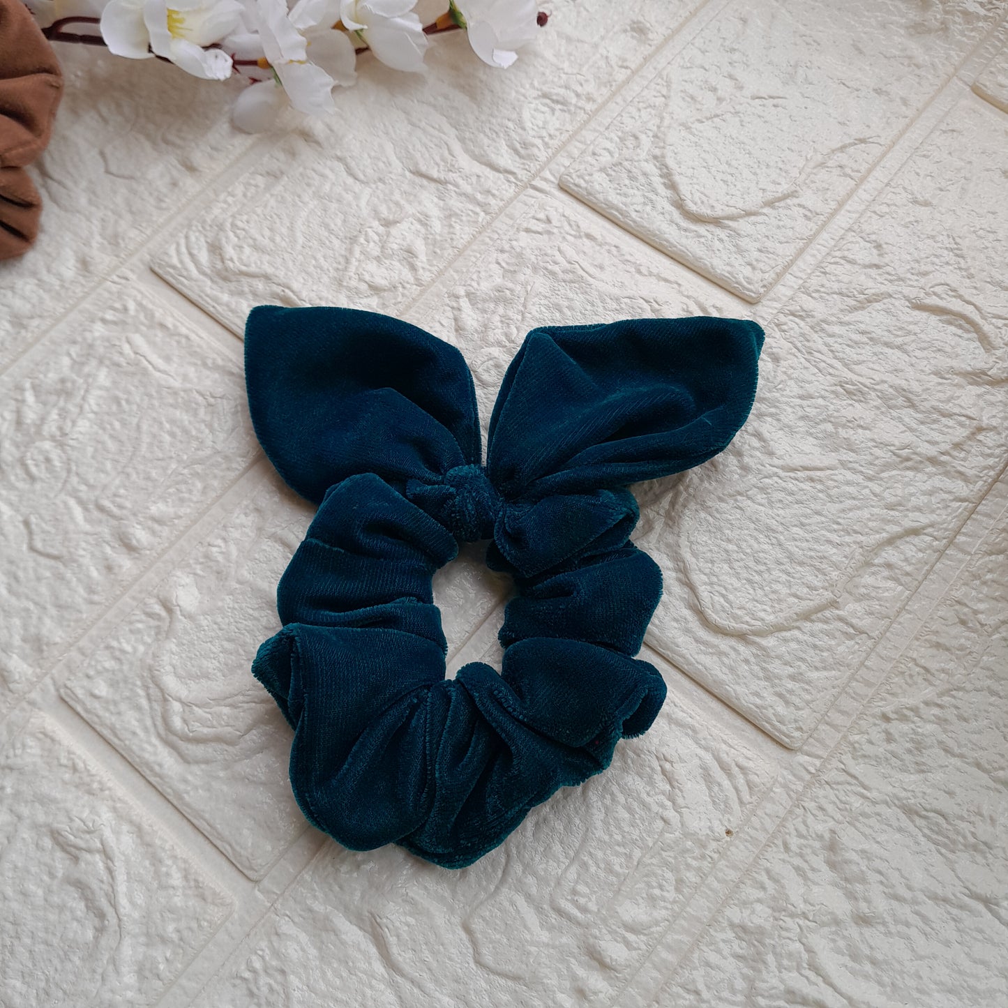 Emerald Green Velvet Bunny Scrunchie