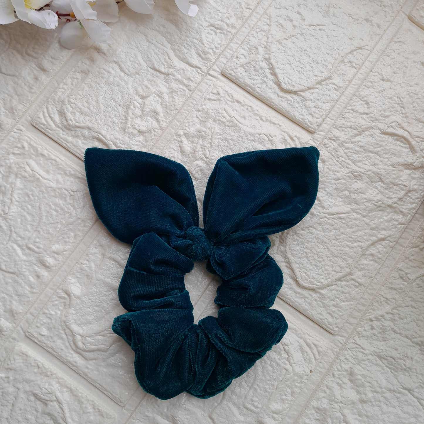 Emerald Green Velvet Bunny Scrunchie