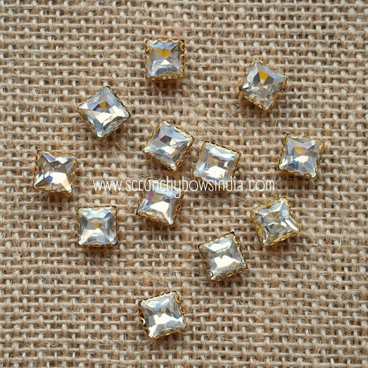 8x8 Square Clip Stone - White