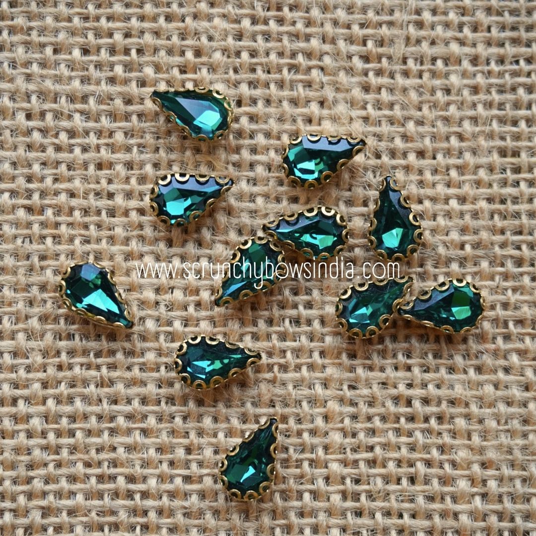 Small Drop Clip Stone - Peacock Green