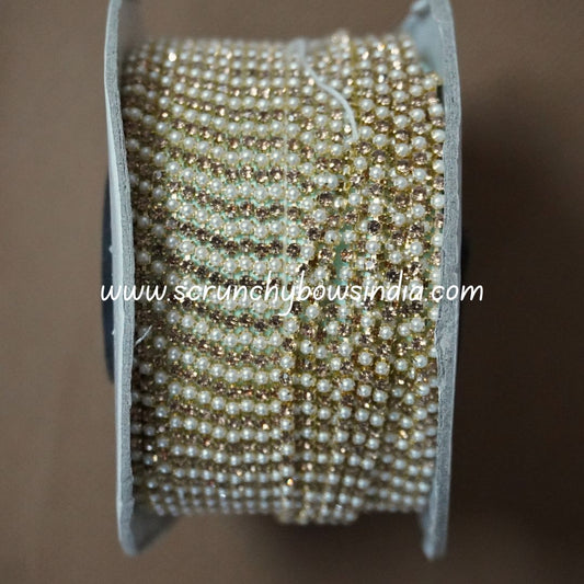 Pearl & Gold Stone Chain - 1 Meter