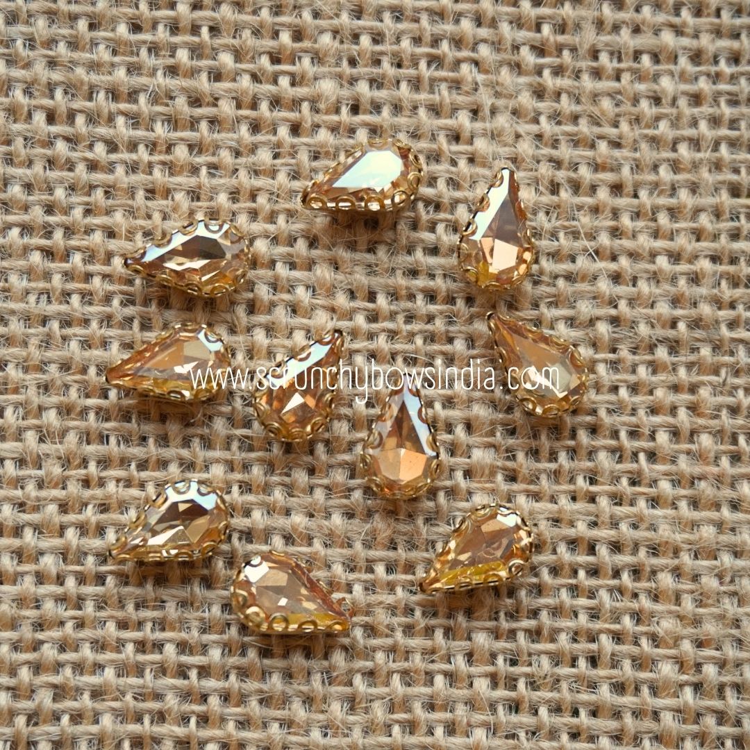 Small Drop Clip Stone - Gold