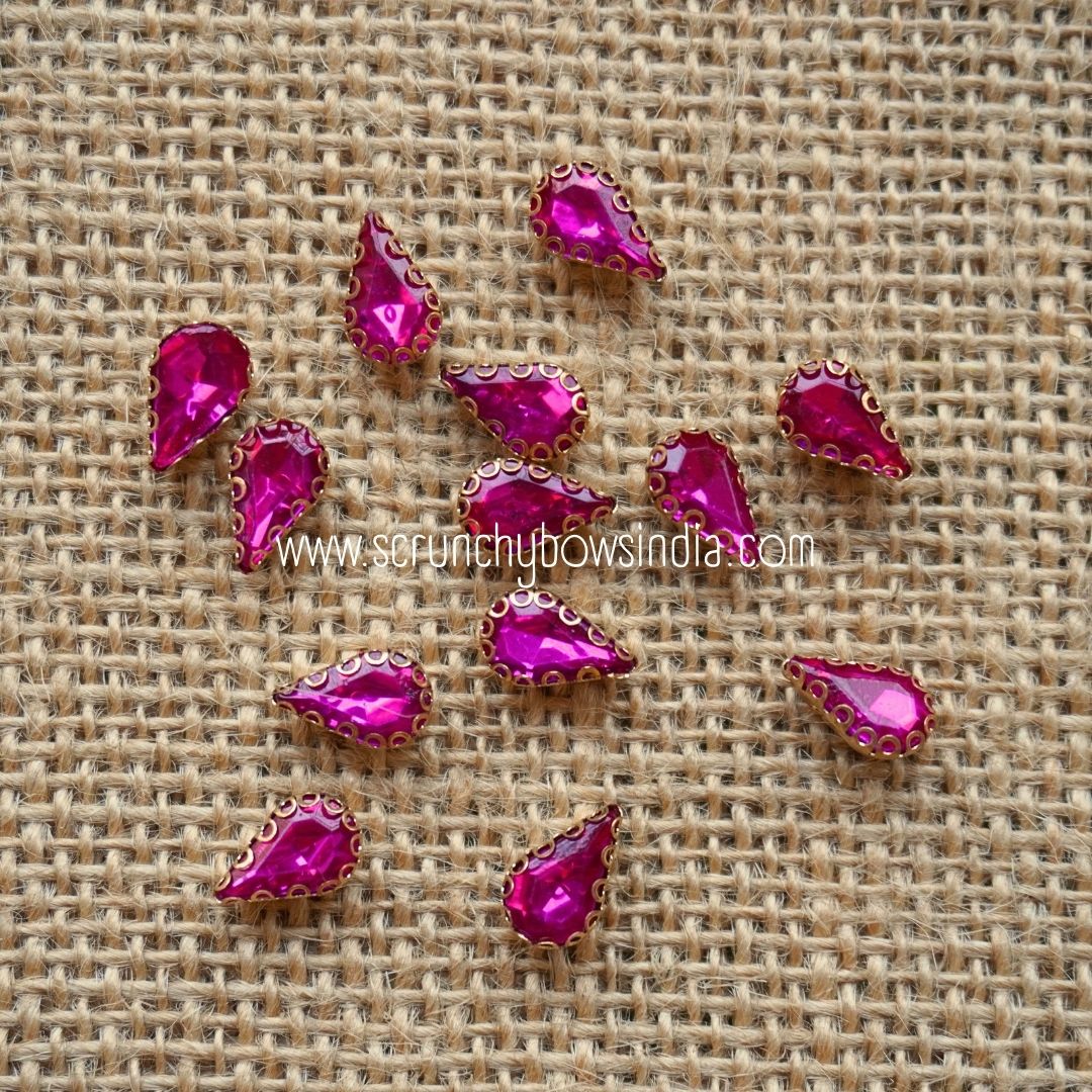 Small Drop Clip Stone - Pink