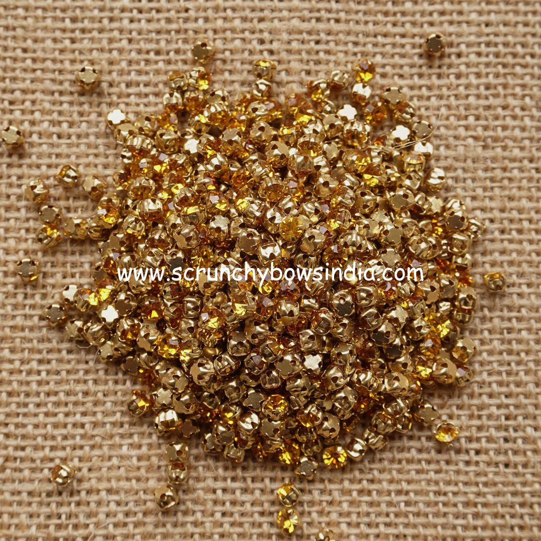3MM Round Gold Clip Stones - Golden Yellow