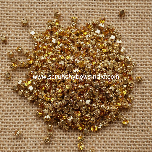 3MM Round Gold Clip Stones - Golden Yellow