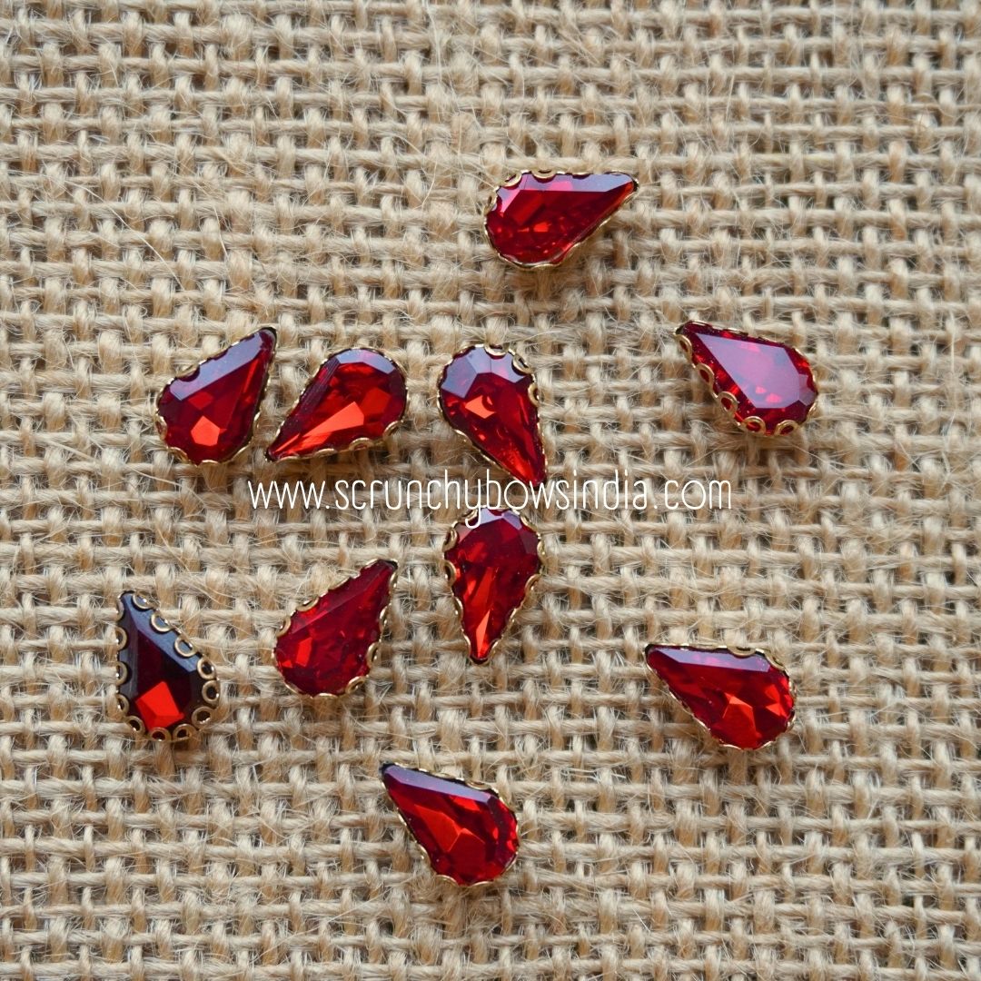 Small Drop Clip Stone - RED