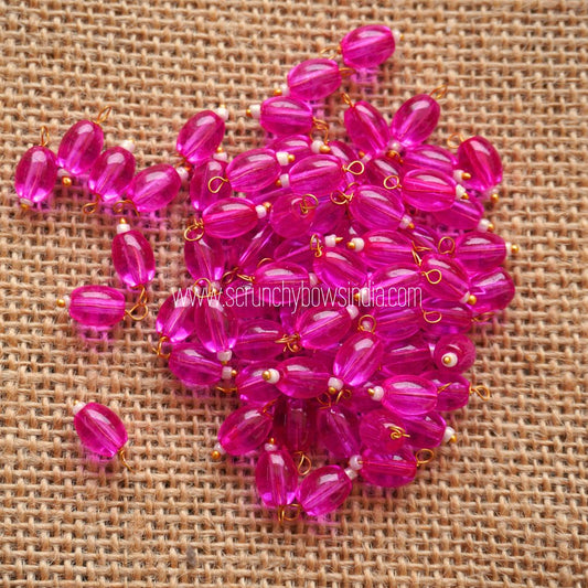 10MM Oval Hanging Beads Bright Pink