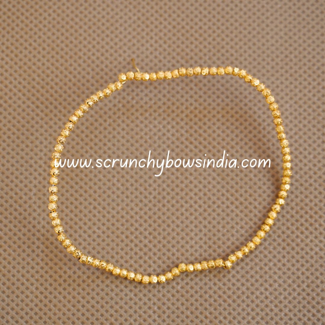 3MM GOLD CUT WORK METAL BEADS - 1 STRING