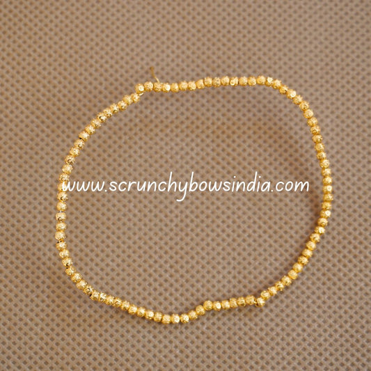 3MM GOLD CUT WORK METAL BEADS - 1 STRING