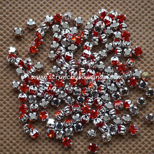 3MM Round Clip Stones - Red