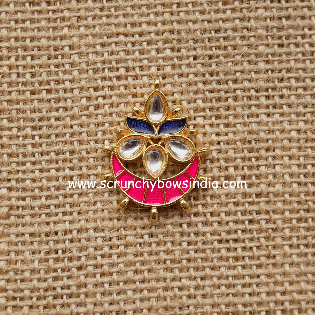 20 x 25 MM Half Moon Charms - Blue & Pink