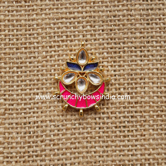 20 x 25 MM Half Moon Charms - Blue & Pink