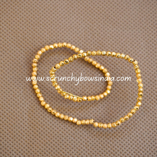 4MM GOLD CUT WORK METAL BEADS - 1 STRING