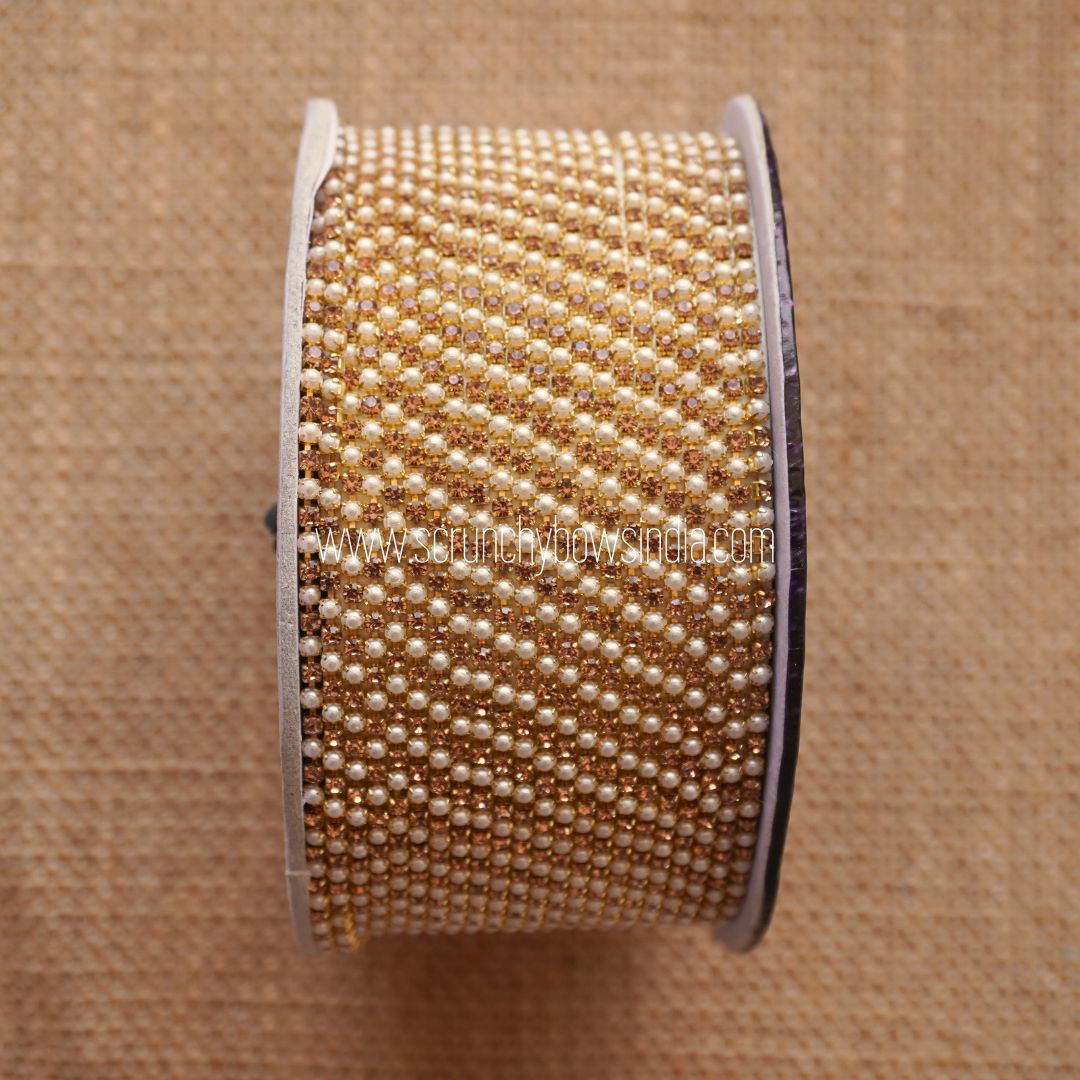 Pearl & Gold Stone Chain - 1 Meter