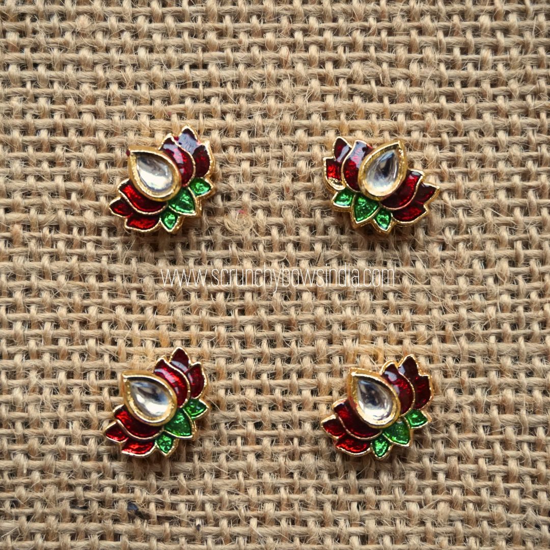 14 X 11 MM Big Drop Maroon Lotus Charm (1 PIECE)
