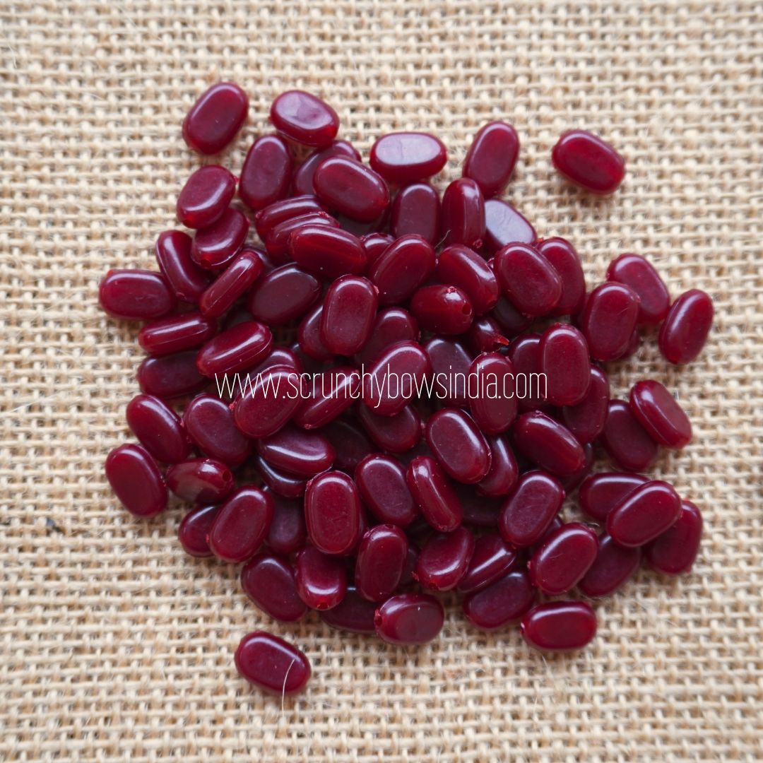 11x7MM Flat Oval Tablet Beads - Maroon