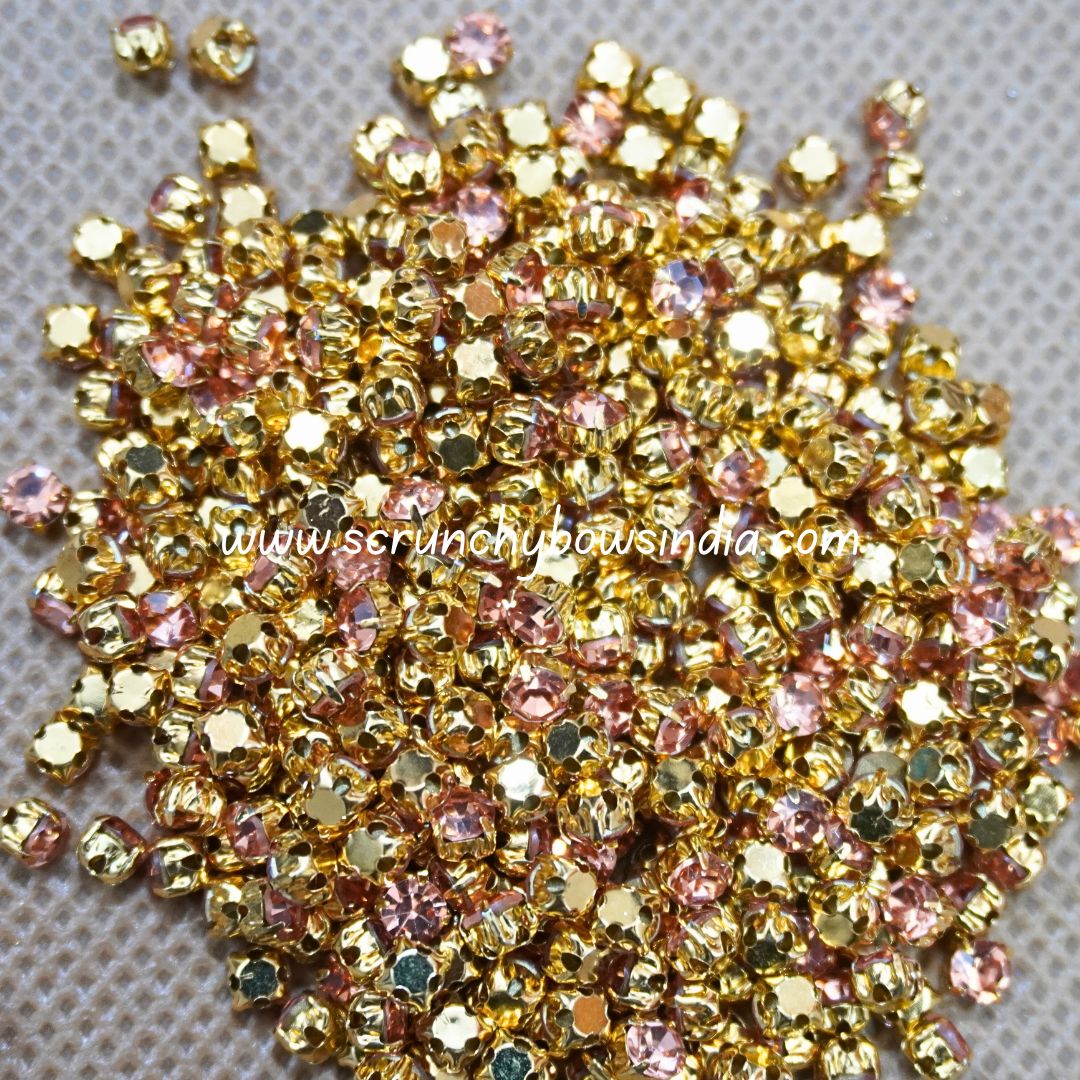 3MM Round Gold Clip Stones - Gold