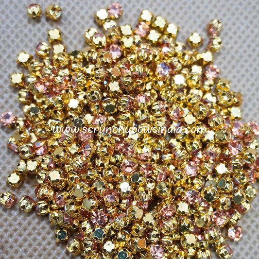 3MM Round Gold Clip Stones - Gold