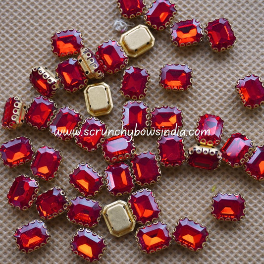 10 x 7 Rectangle Clip Stone - RED