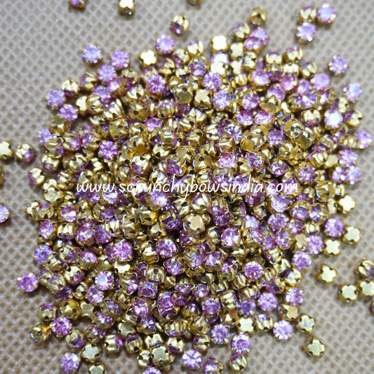 3MM Round Gold Clip Stones - Light Pink