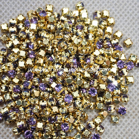 3MM Round Gold Clip Stones - Light Wine