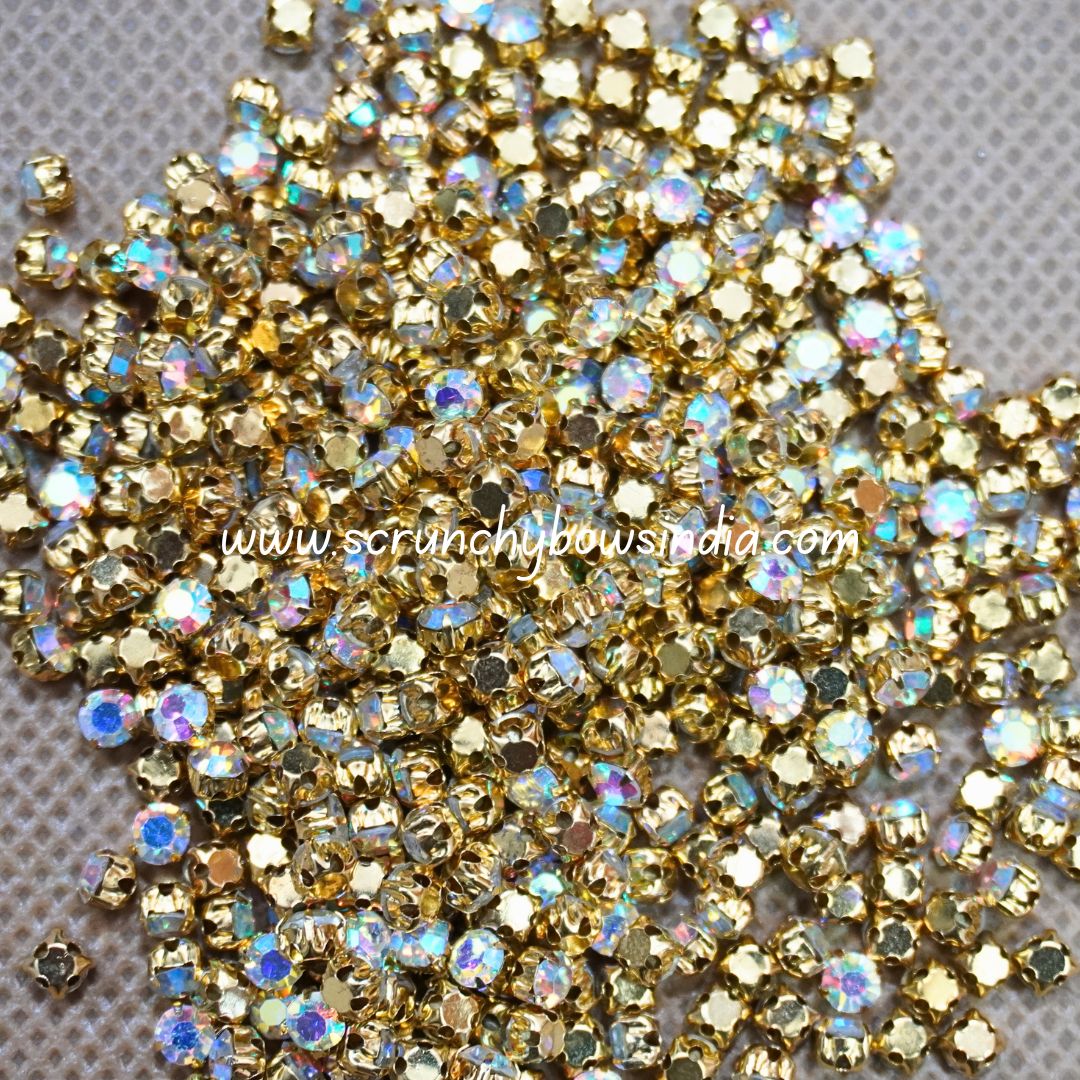 3MM Round Gold Clip Stones - Multicolor