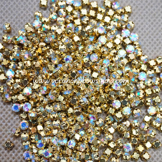 3MM Round Gold Clip Stones - Multicolor
