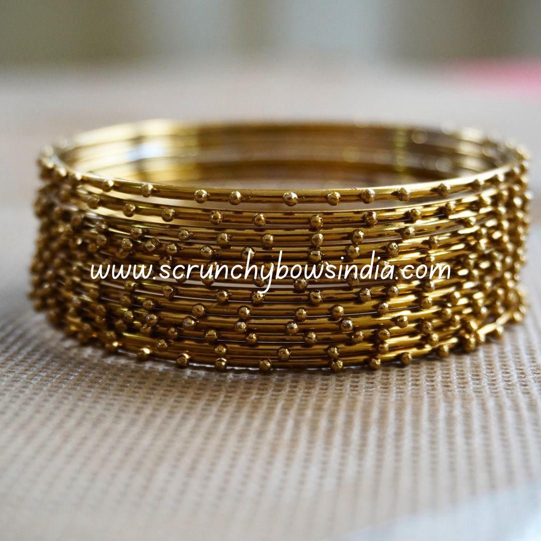 Metal Bead Bangles set of 12 (Design 1)
