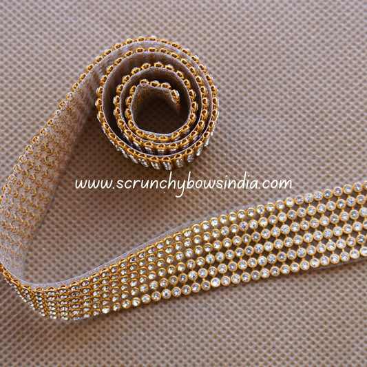 Stone Lace Gold with White Stone (3 Lines)